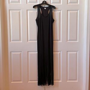 BLACK VENUS SLEEVELESS RACERBACK MACI DRESS WITH BOTTOM FRINGE SIZE XL